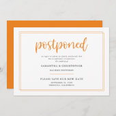 Postponed Wedding Elegant Orange Handwritten Announcement (Front/Back)
