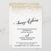 Postponed Wedding Gold Confetti Change of Plans Invitation (Front/Back)