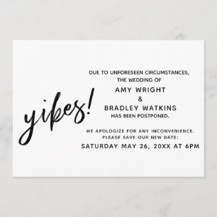 Postponed Wedding Humor Announcement Yikes!