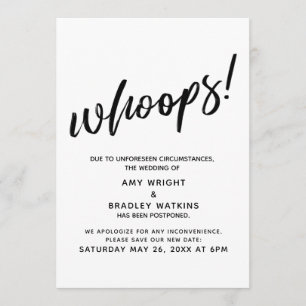 Postponed Wedding Humorous "Whoops!" Announcement