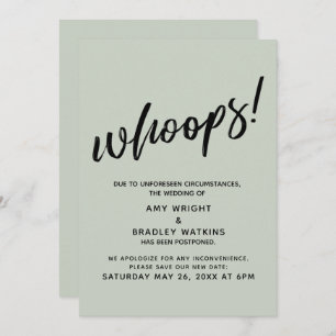 Postponed Wedding Humorous "Whoops!" Sage Card