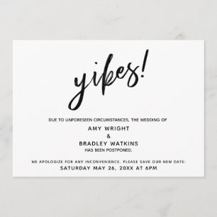 Postponed Wedding Humorous "Yikes!" Announcement