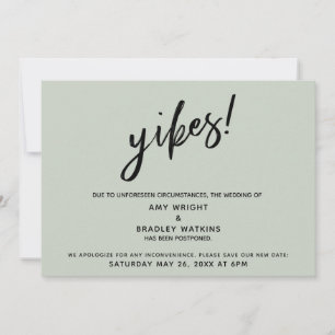 Postponed Wedding Humorous Yikes! Sage Green Card