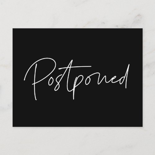 Postponed wedding minimalist announcement postcard