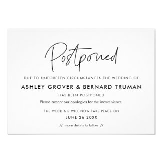 Postponed wedding New Date announcement card