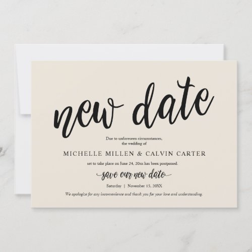 Postponed Wedding New Date Cream Announcement