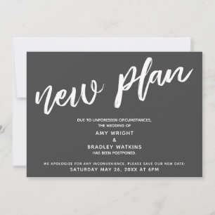 Postponed Wedding New Plan Dark Gray Announcement