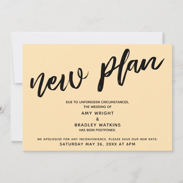 Postponed Wedding New Plan Peach Announcement (Front)