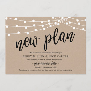 Postponed Wedding, New plan, Rustic, Announcement