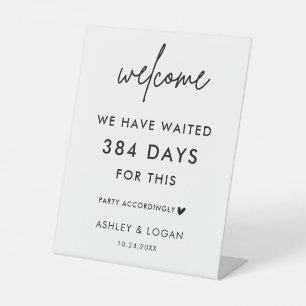 Postponed Wedding Party Accordingly Reception Pedestal Sign