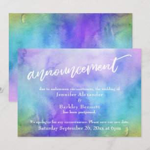 Postponed Wedding Pastel Watercolor Announcement