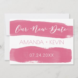Postponed Wedding Pink Watercolor Type New Date Save The Date