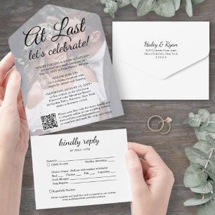 Postponed Wedding Reception QR Code At Last Photo All In One Invitation
