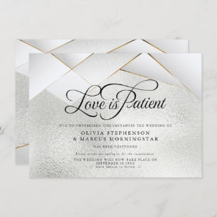 Postponed Wedding Silver Frost Gold White Facets Invitation