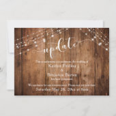 Postponed Wedding Update, Rustic Wood & Lights Invitation (Front)