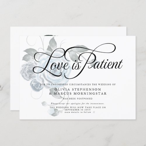 Postponed Wedding  Watercolor Dusty Blue Floral Invitation