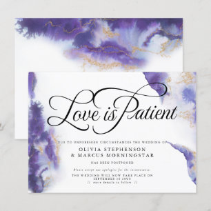 Postponed Wedding Watercolor Purple Agate Invitation