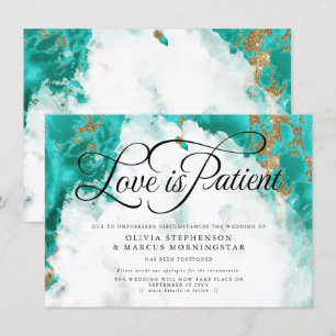 Postponed Wedding Watercolor Turquoise Geode Invitation