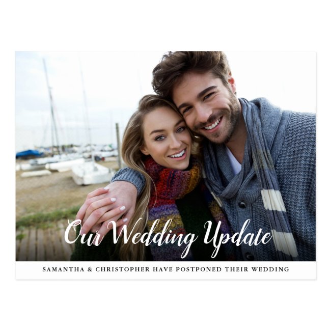 Postponed Wedding with Photo Calligraphy Postcard