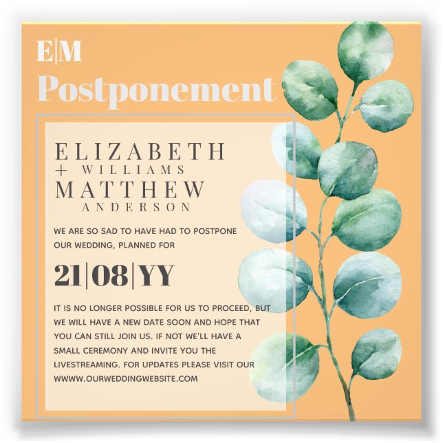 Postponement Eucalyptus Greenery Change of Plans Photo Print (Front)