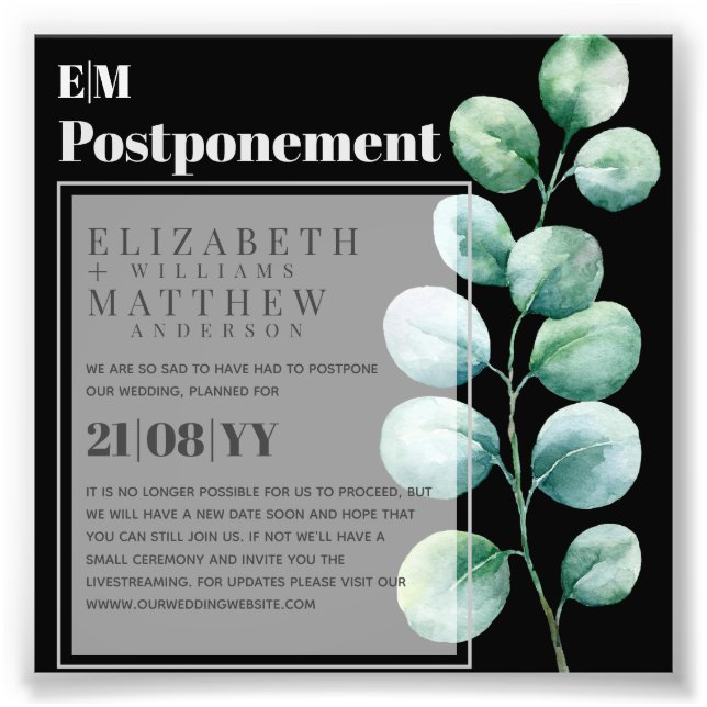 Postponement Eucalyptus Greenery Change of Plans Photo Print (Front)