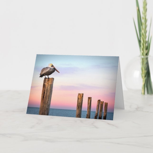 Posts & a Pelican | Fort Myers Beach, Florida Card (Front)