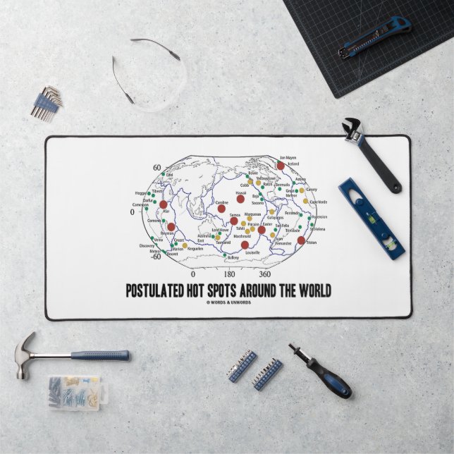 Postulated Hot Spots Around The World Geology Desk Mat (Workstation)