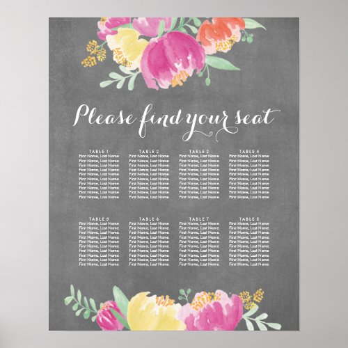 Posy Garden Seating Chart Poster