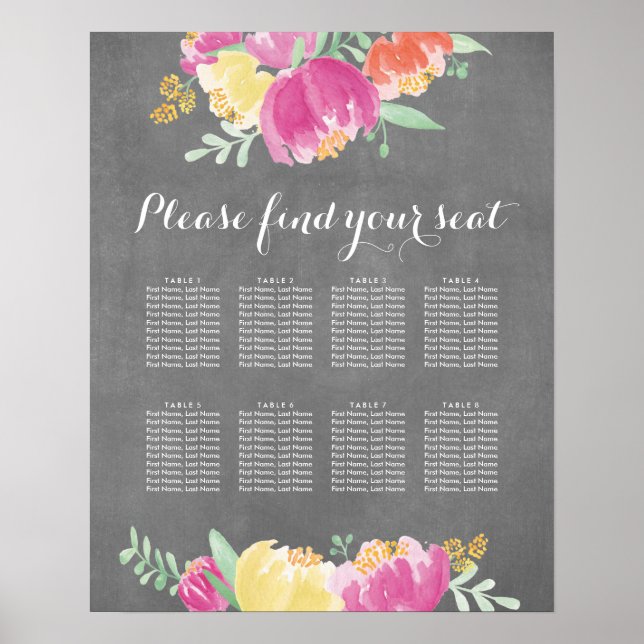 Posy Garden Seating Chart Poster (Front)