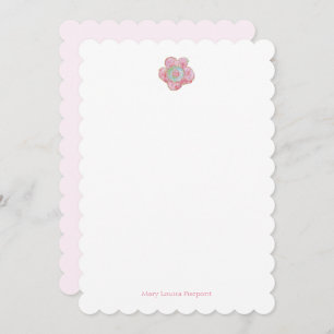 Posy scalloped stationery note card