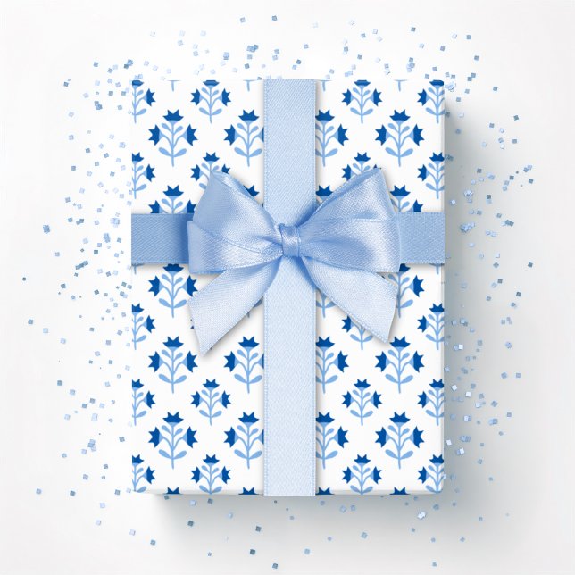 Posy Sprig in Blue Porcelain Wrapping Paper (Creator Uploaded)