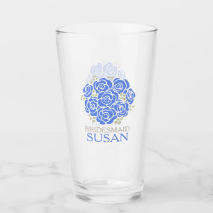 Posy thank you bridesmaid blue roses wedding favor glass