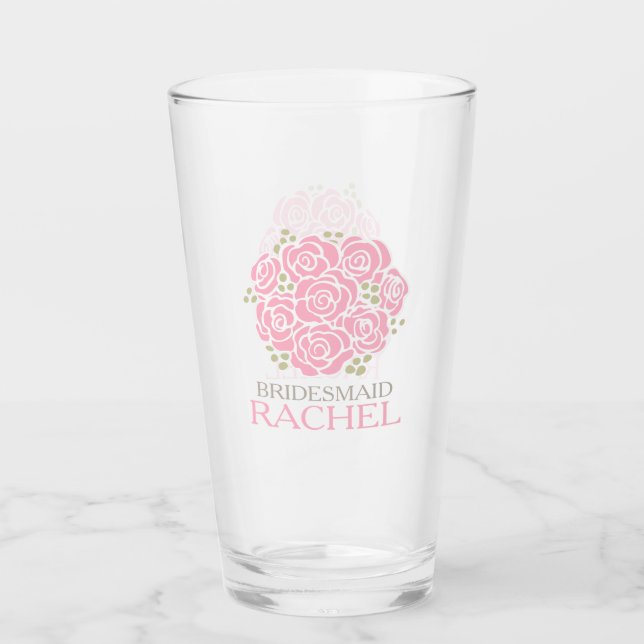 Posy thank you bridesmaid pink wedding favor glass (Front)