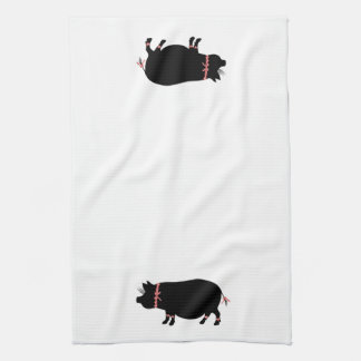 Pot Bellie Pig (Red Ribbons) Kitchen Towel