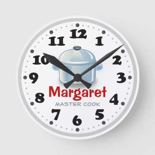 Pot  Cute Kitchen Personalizable Gifts Round Clock