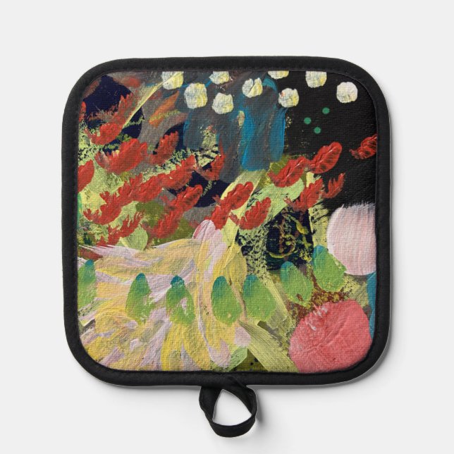 Pot Holder in Flowers in the Night Design (Front)