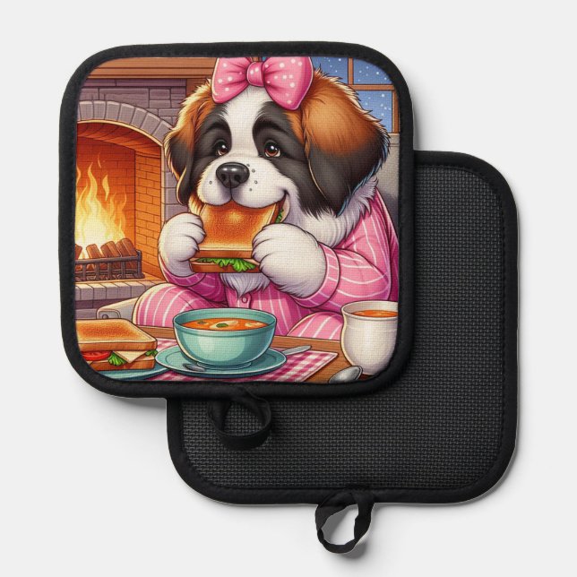 Pot Holder W/ Saint Bernard art work (Front/Back)