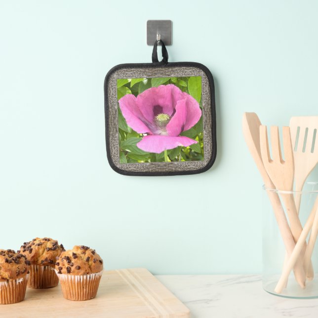Pot Holder with Lovely Pink Poppy (Insitu(Hanging))