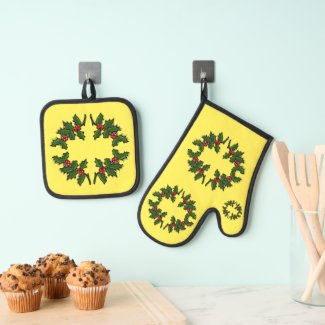 Pot Holder  - Wreaths of Holly Leaves and Berries