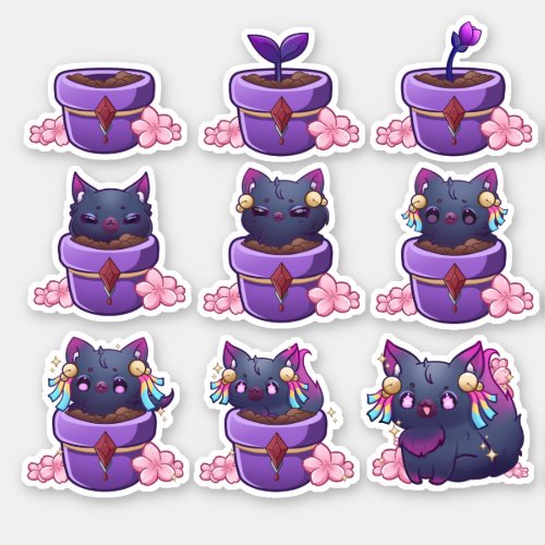 Pot Kitty Sticker Set