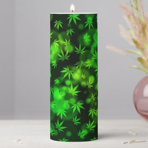 Pot Leaf Pillar Candle