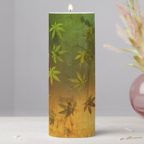 Pot Leaf Pillar Candle