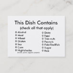 Pot Luck Ingredients Card at Zazzle