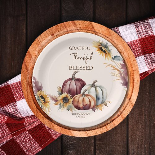 Pot Luck Thanksgiving boho pumpkins sunflowers Paper Plates