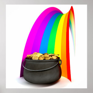 Pot O' Gold At The End Of A Rainbow Poster