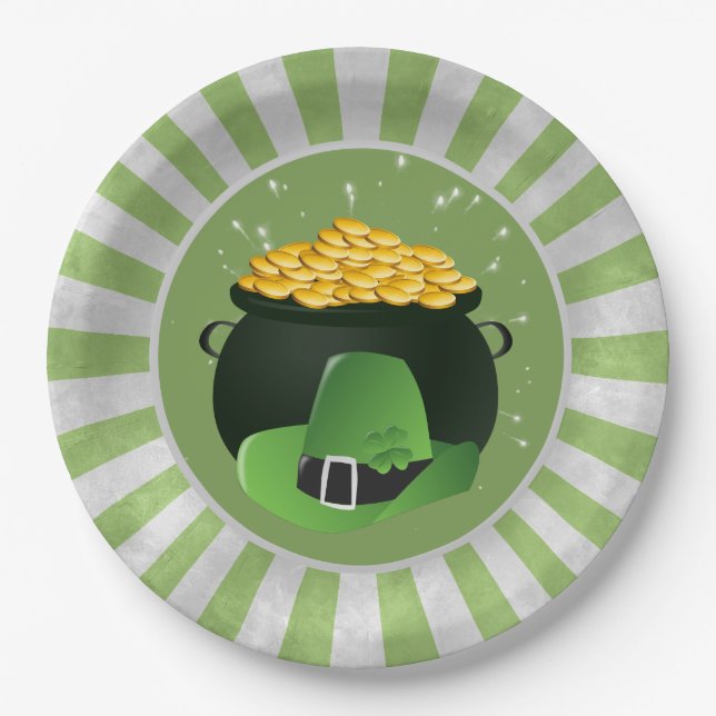 Pot o' Gold Leprechaun Hat Paper Plates (Front)