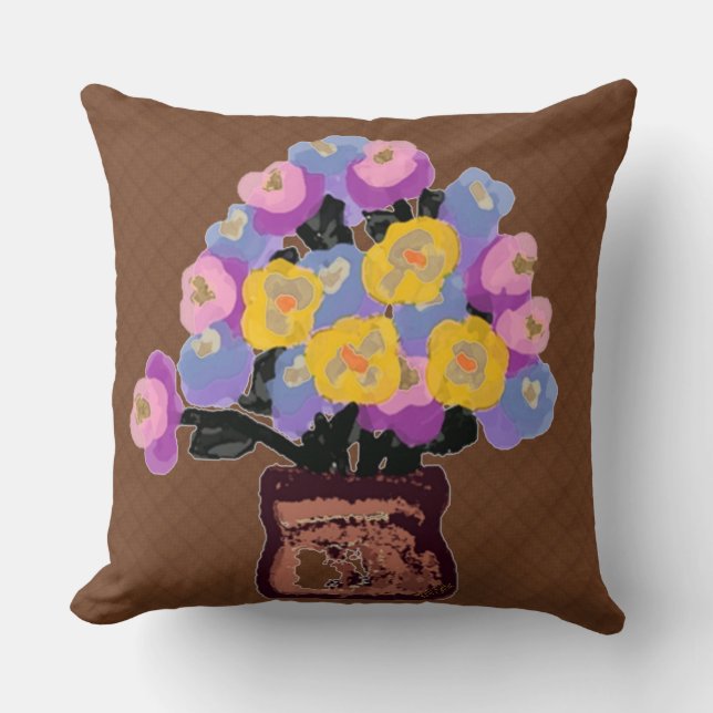 Pot of Flowers Throw Pillow (Front)