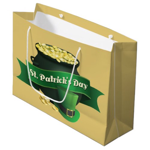 Pot of Gold and Leprechaun Hat Large Gift Bag