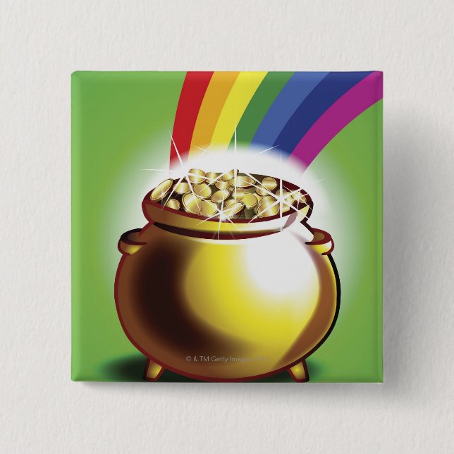 Pot of gold and rainbow button (Front)