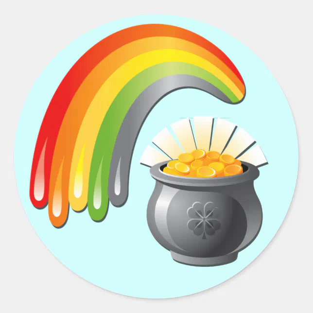 Pot Of Gold And Rainbow Classic Round Sticker 